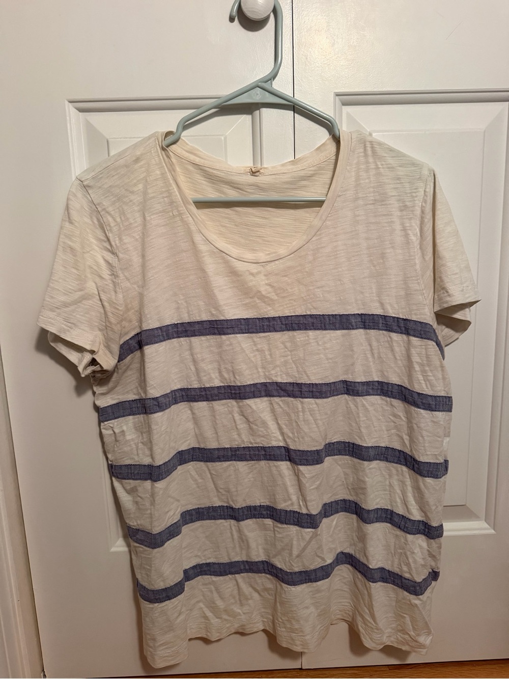 J. Crew Cream Tee with Navy Horizontal Stripes